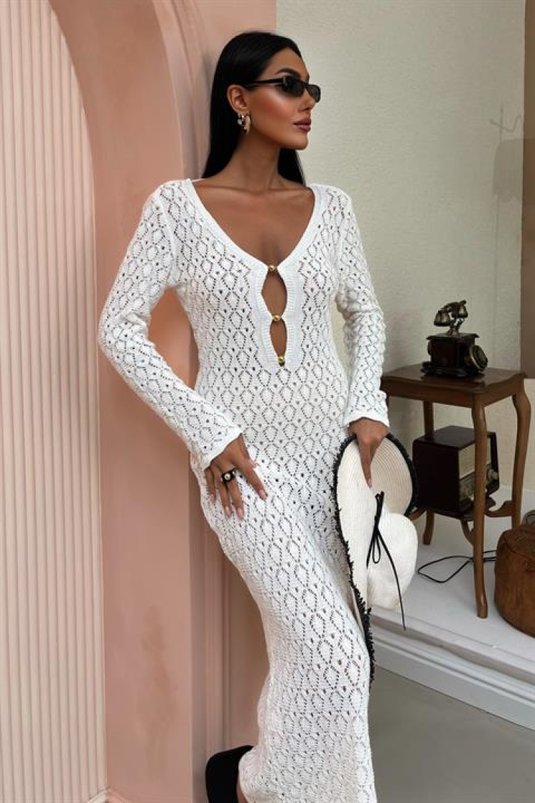 Knitwear Dress With Chest Accessories And Window