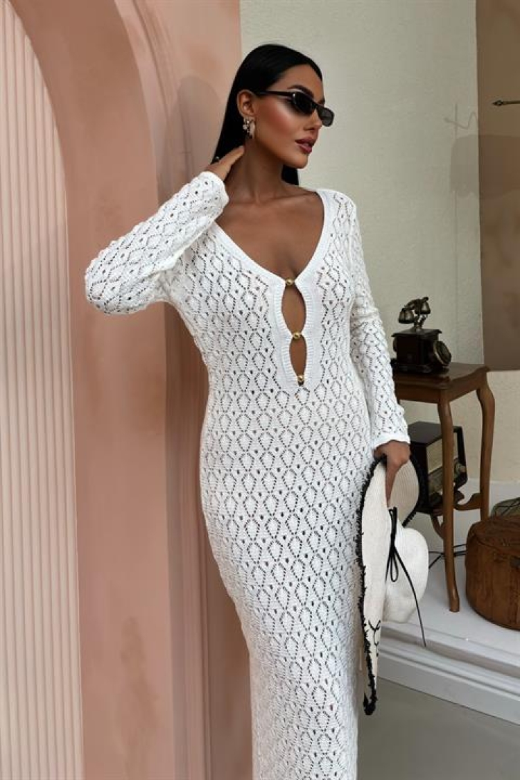 Knitwear Dress With Chest Accessories And Window