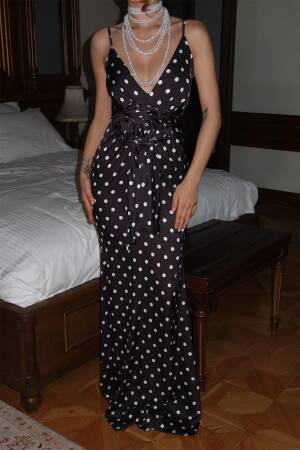 Polka Dot Long Dress - EYYO ATELIER - Globality Store - Women Clothes Wholesale Turkey