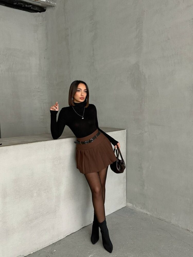 Pleated Belted Shorts Skirt - Mode Roy - Globality Store - Women Clothes Wholesale Turkey