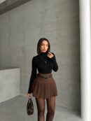 Pleated Belted Shorts Skirt - Mode Roy - Globality Store - Women Clothes Wholesale Turkey