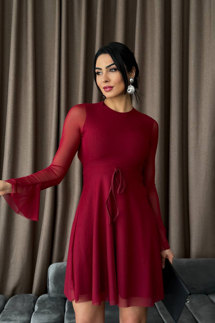 Tulle Mini Dress With Back Neckline