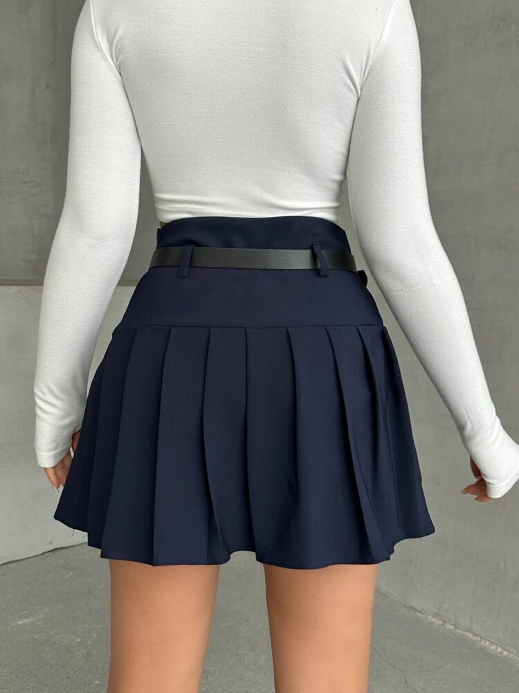 Pleated Belted Shorts Skirt