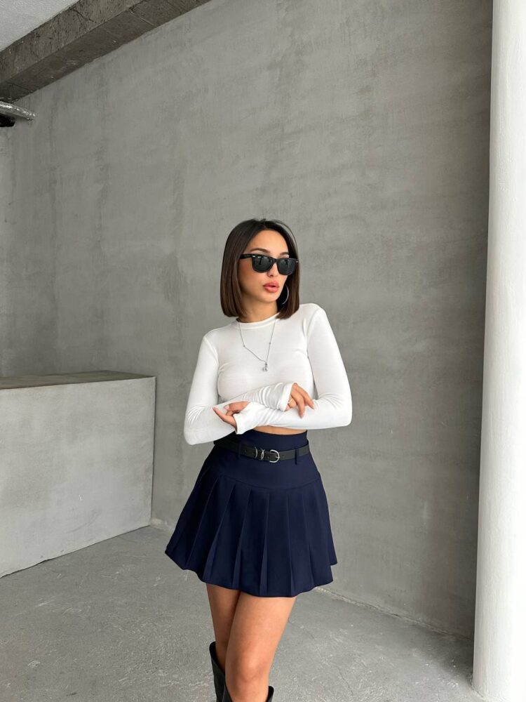 Pleated Belted Shorts Skirt - Mode Roy - Globality Store - Women Clothes Wholesale Turkey