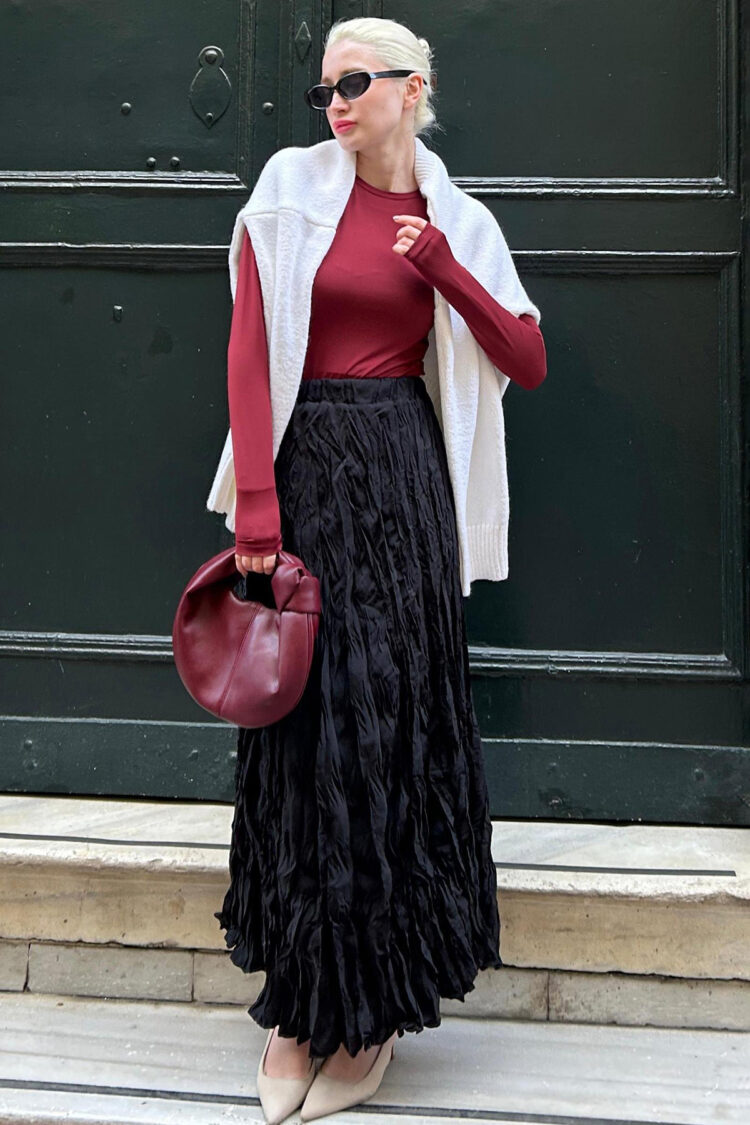 Crash High Waist Ruched Satin Skirt