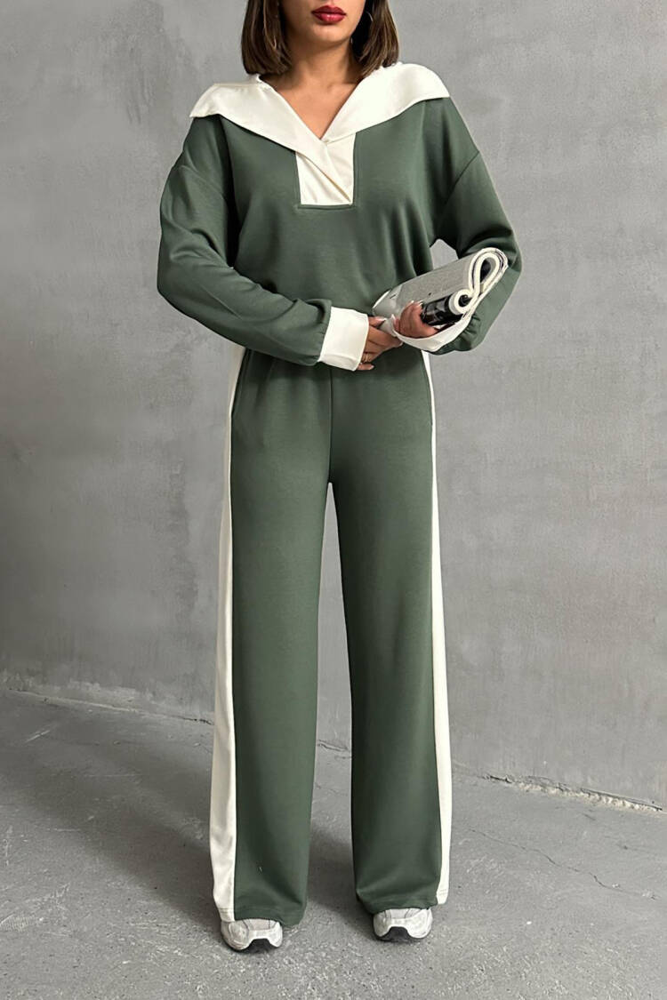 Modal Fabric Lycra Wide Leg Tracksuit Set