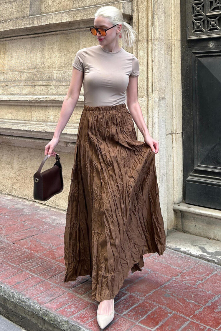 Crash High Waist Ruched Satin Skirt