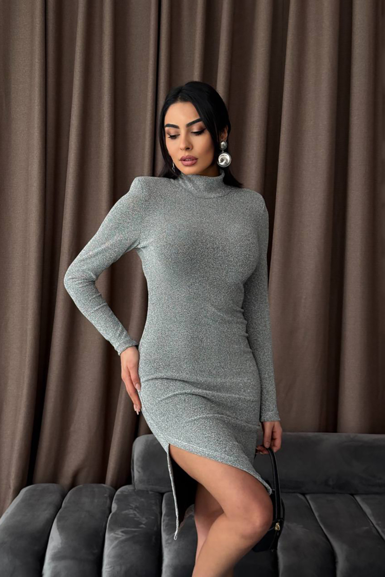 Slit Detailed Sim Dress - Mode Roy - Globality Store - Women Clothes Wholesale Turkey