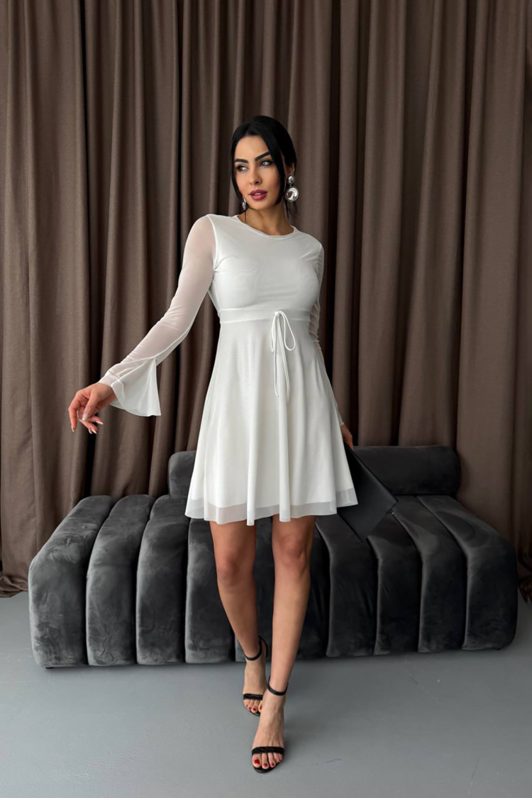 Tulle Mini Dress With Back Neckline