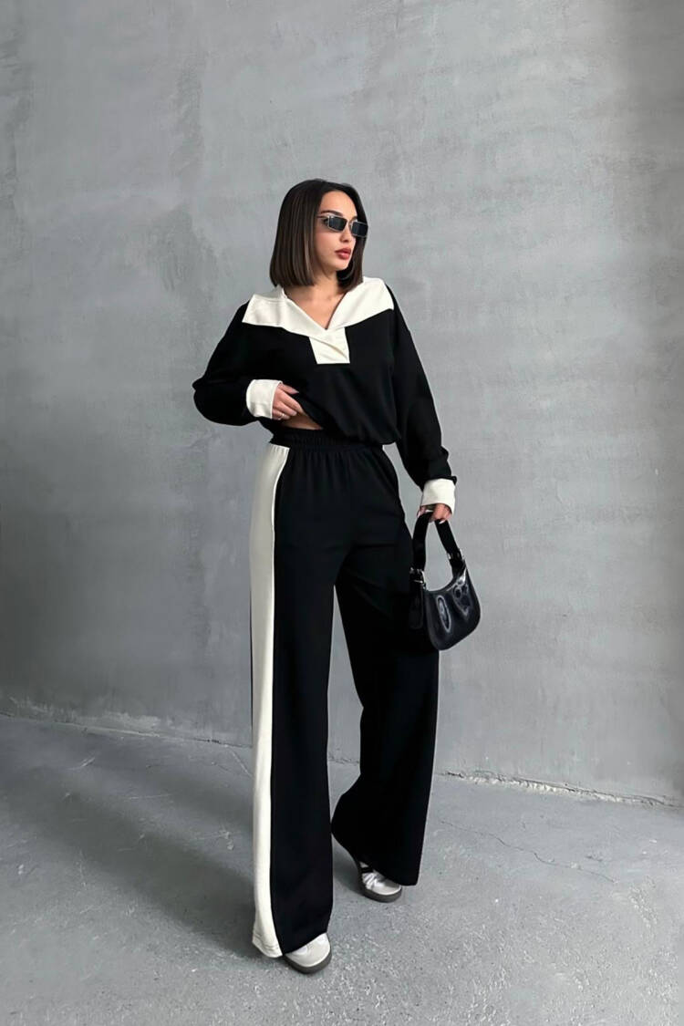 Modal Fabric Lycra Wide Leg Tracksuit Set