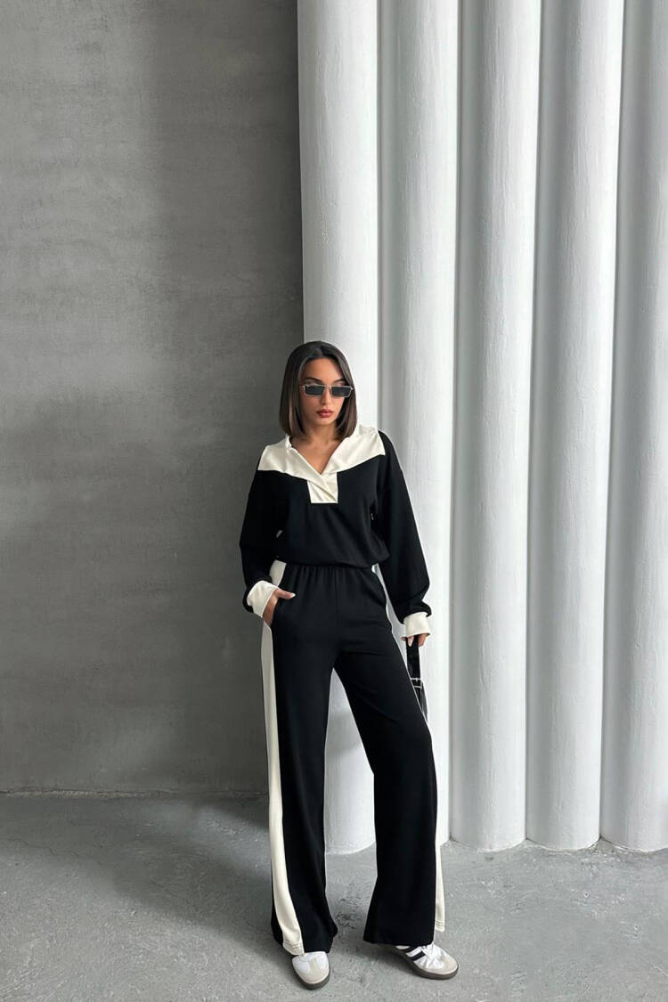 Modal Fabric Lycra Wide Leg Tracksuit Set - Mode Roy - Globality Store - Women Clothes Wholesale Turkey