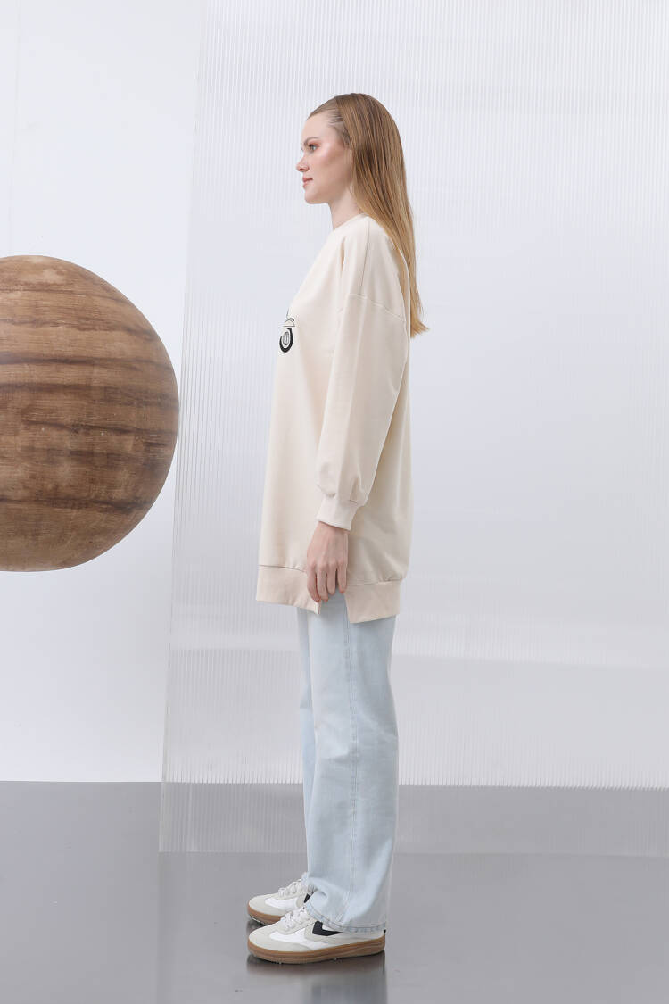 Women's Front Scooter Printed And Garnished Tunic