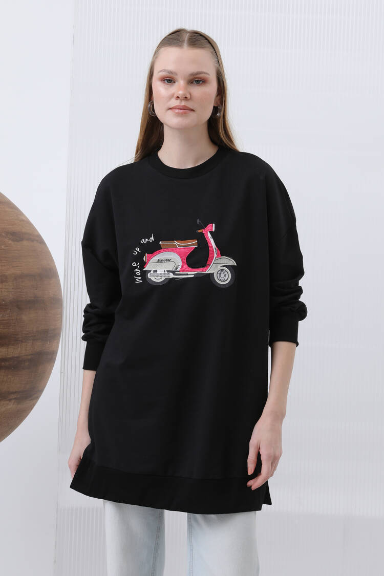 Women's Front Scooter Printed And Garnished Tunic