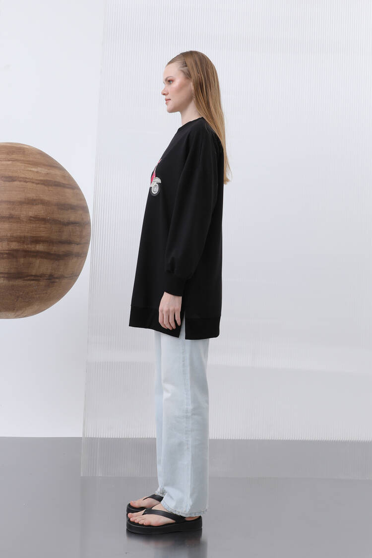 Women's Front Scooter Printed And Garnished Tunic