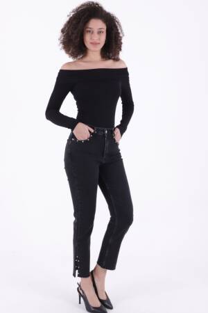 Flare Leg Mom Jeans With Side Slit - XLove - Globality Store - Women Clothes Wholesale Turkey