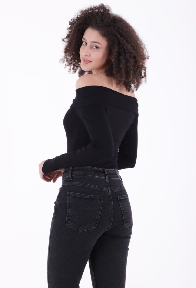 Flare Leg Mom Jeans With Side Slit