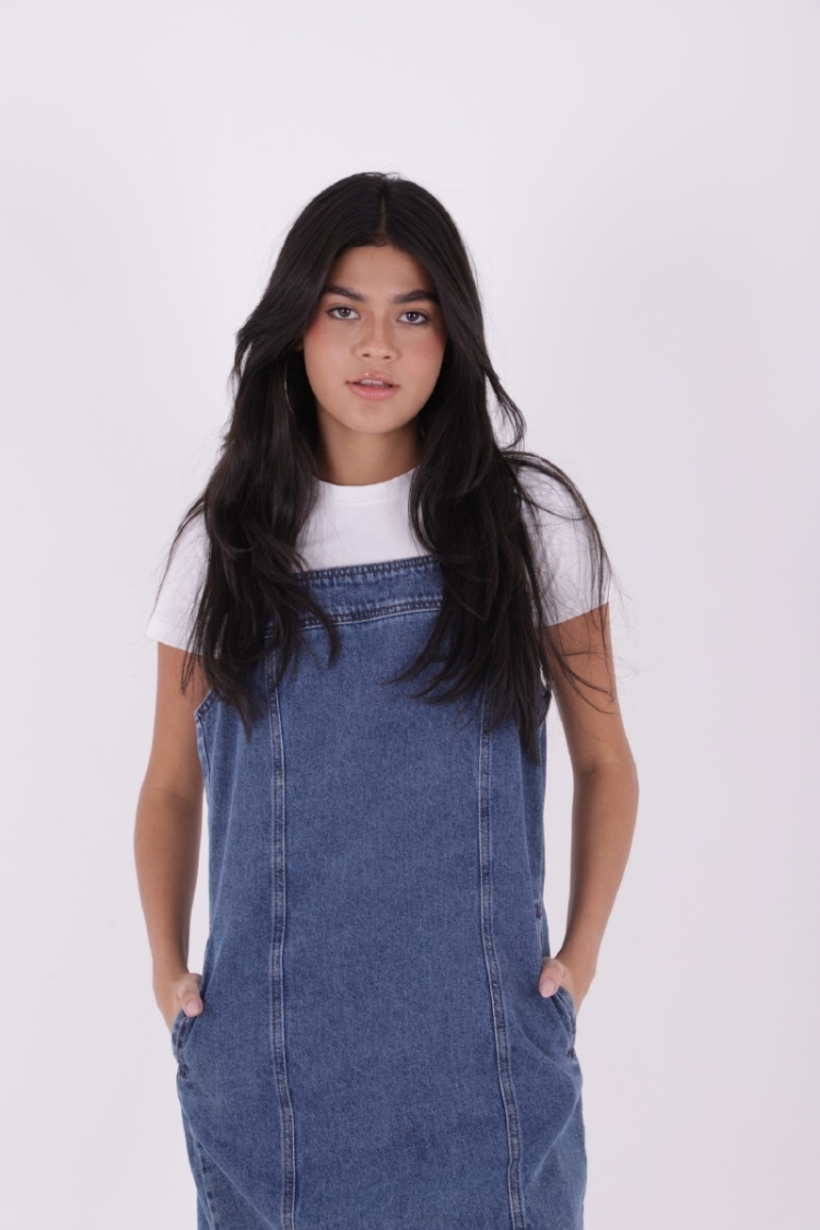 Classic Denim Dress With Side Pockets