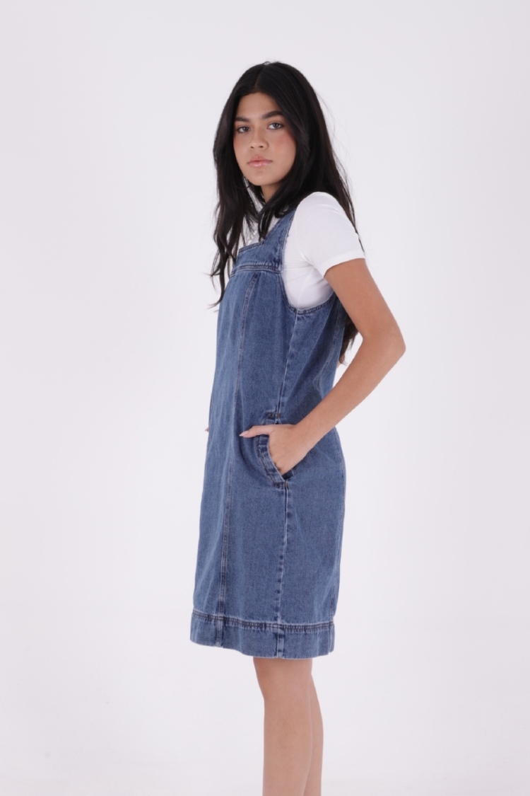 Classic Denim Dress With Side Pockets