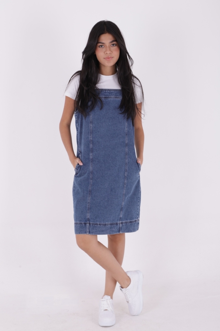 Classic Denim Dress With Side Pockets