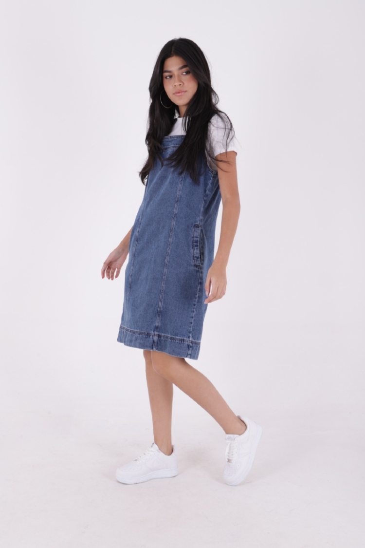 Classic Denim Dress With Side Pockets