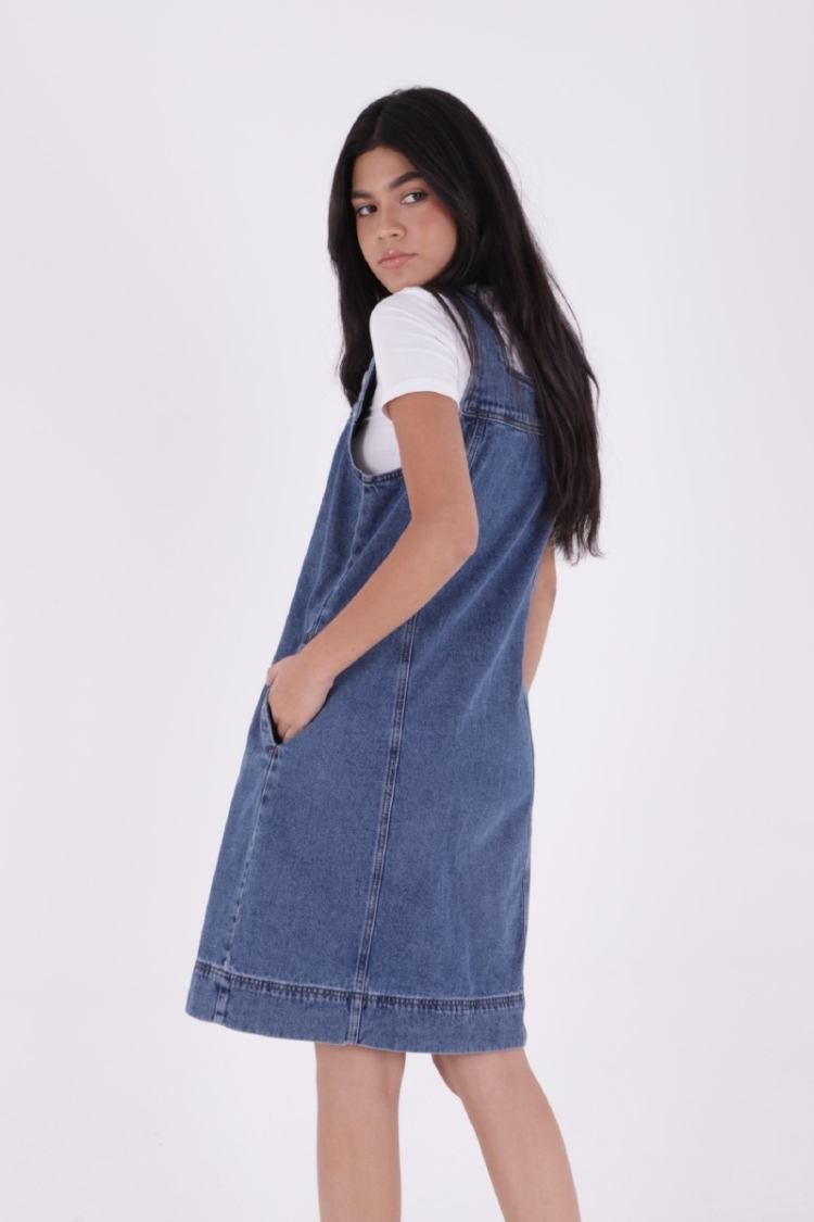 Classic Denim Dress With Side Pockets