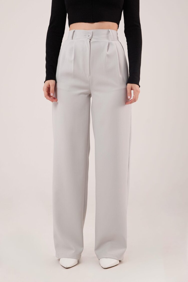 Wholesale Gray Pants With Loose Leg Pleated