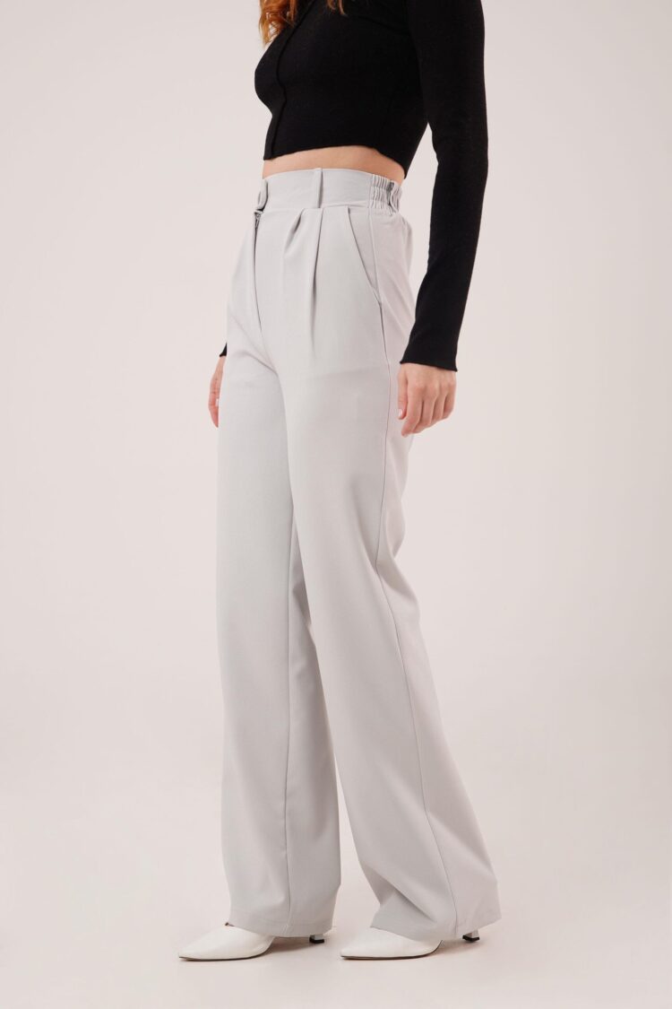 Wholesale Gray Pants With Loose Leg Pleated