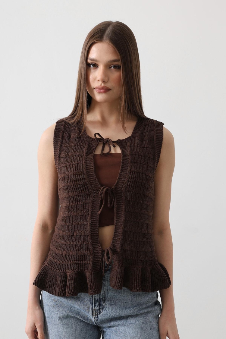 Front Tie Vest - Reyon - Globality Store - Women Clothes Wholesale Turkey