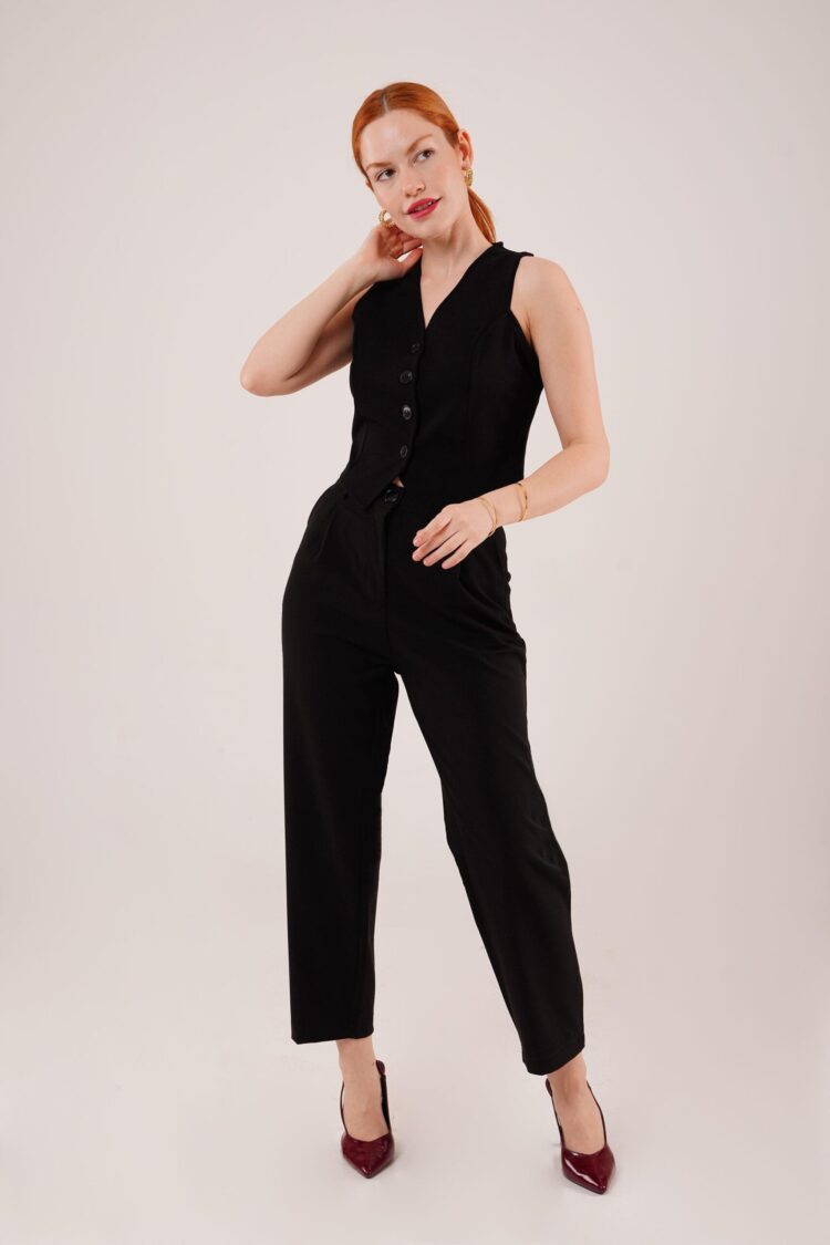 Wholesale Black Pants With Closure Pocket Detailed - Lustrin - Globality Store - Women Clothes Wholesale Turkey