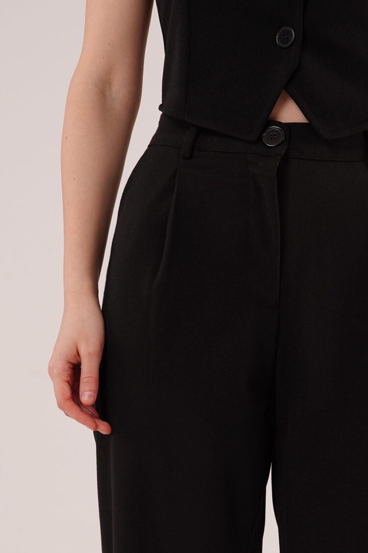 Wholesale Black Pants With Closure Pocket Detailed