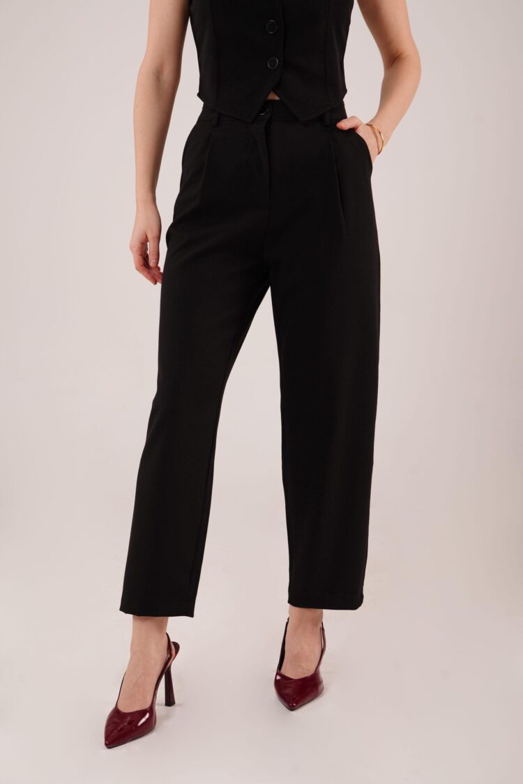 Wholesale Black Pants With Closure Pocket Detailed