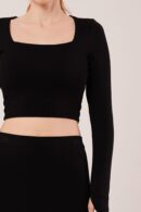 Square Collar Blouse And Slit Detailed Skirt Wholesale DoubleSuit - Lustrin - Globality Store - Women Clothes Wholesale Turkey