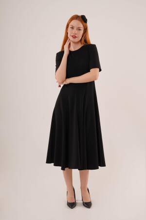 Stitching Detailed Short Sleeve WholesaleLong Dress - Lustrin - Globality Store - Women Clothes Wholesale Turkey
