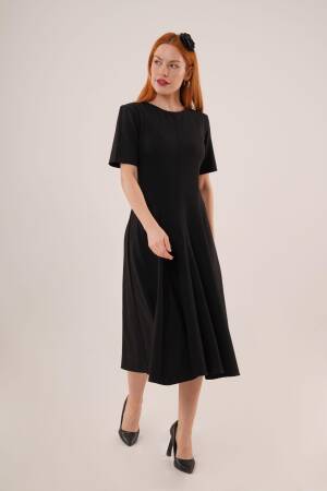 Stitching Detailed Short Sleeve WholesaleLong Dress - Lustrin - Globality Store - Women Clothes Wholesale Turkey