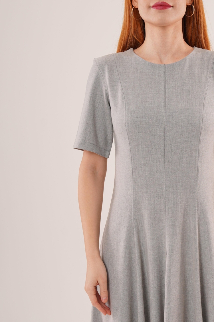 WholesaleLong Dress With Stitching Detailed Short Sleeve