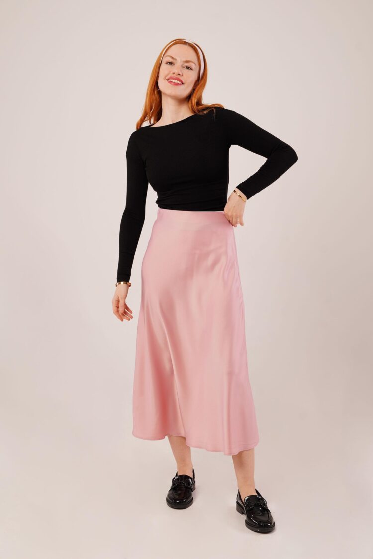 Bell Cut MidiWholesale Satin Skirt