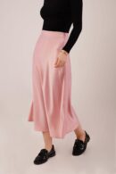 Bell Cut MidiWholesale Satin Skirt - Lustrin - Globality Store - Women Clothes Wholesale Turkey