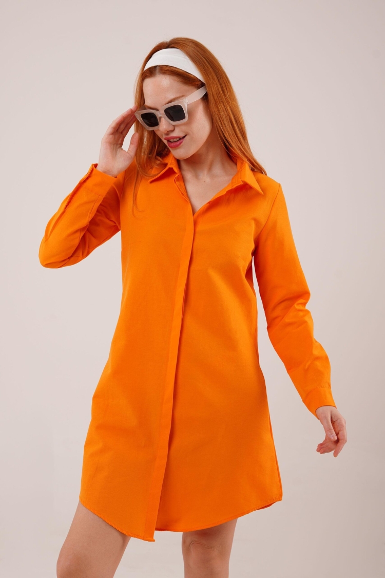 Long Sleeve DarkTunic Wholesale Shirt Dress