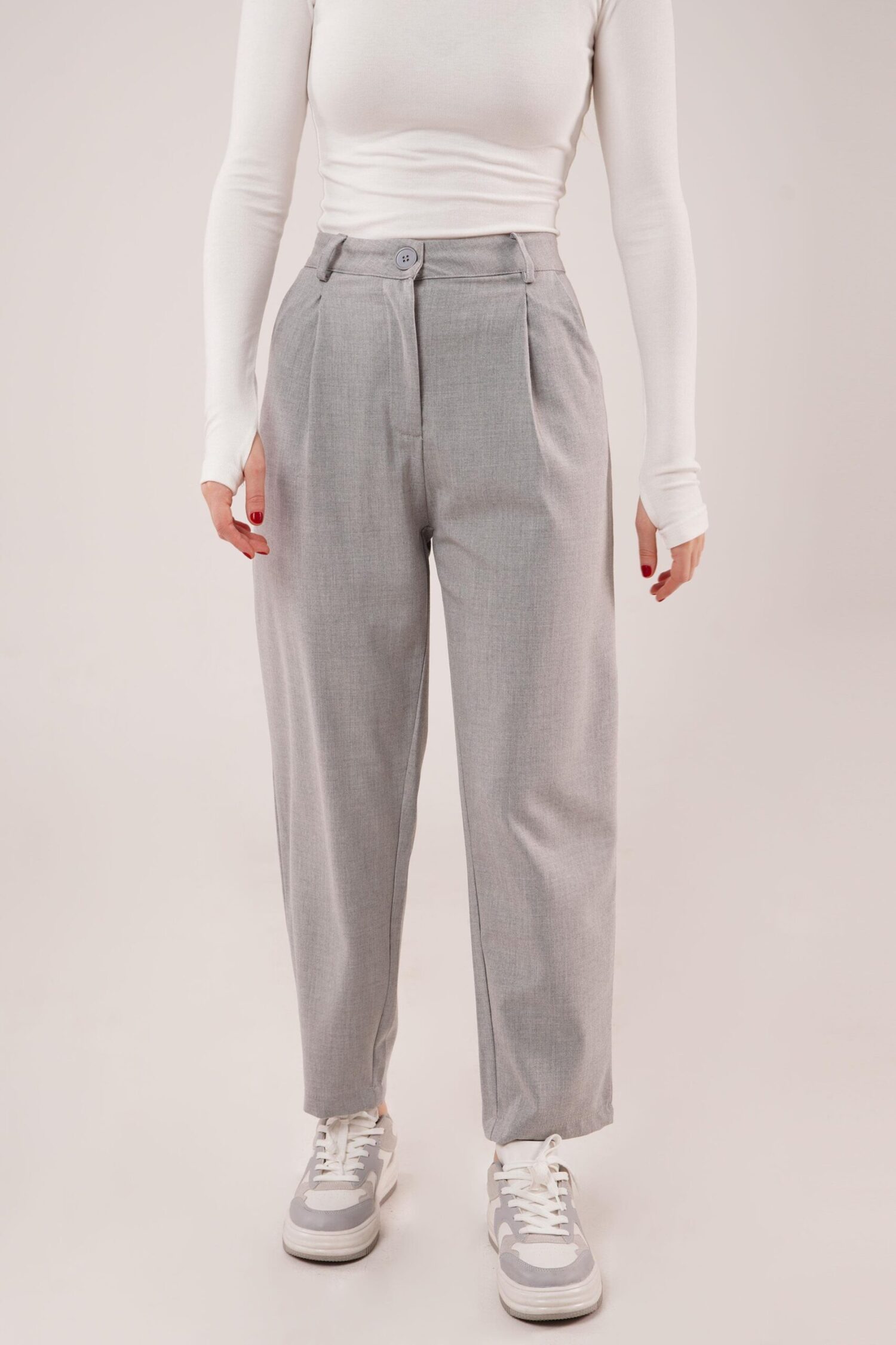 Wholesale Gray Pants With Closure Pocket Detailed - Lustrin - Globality Store - Women Clothes Wholesale Turkey