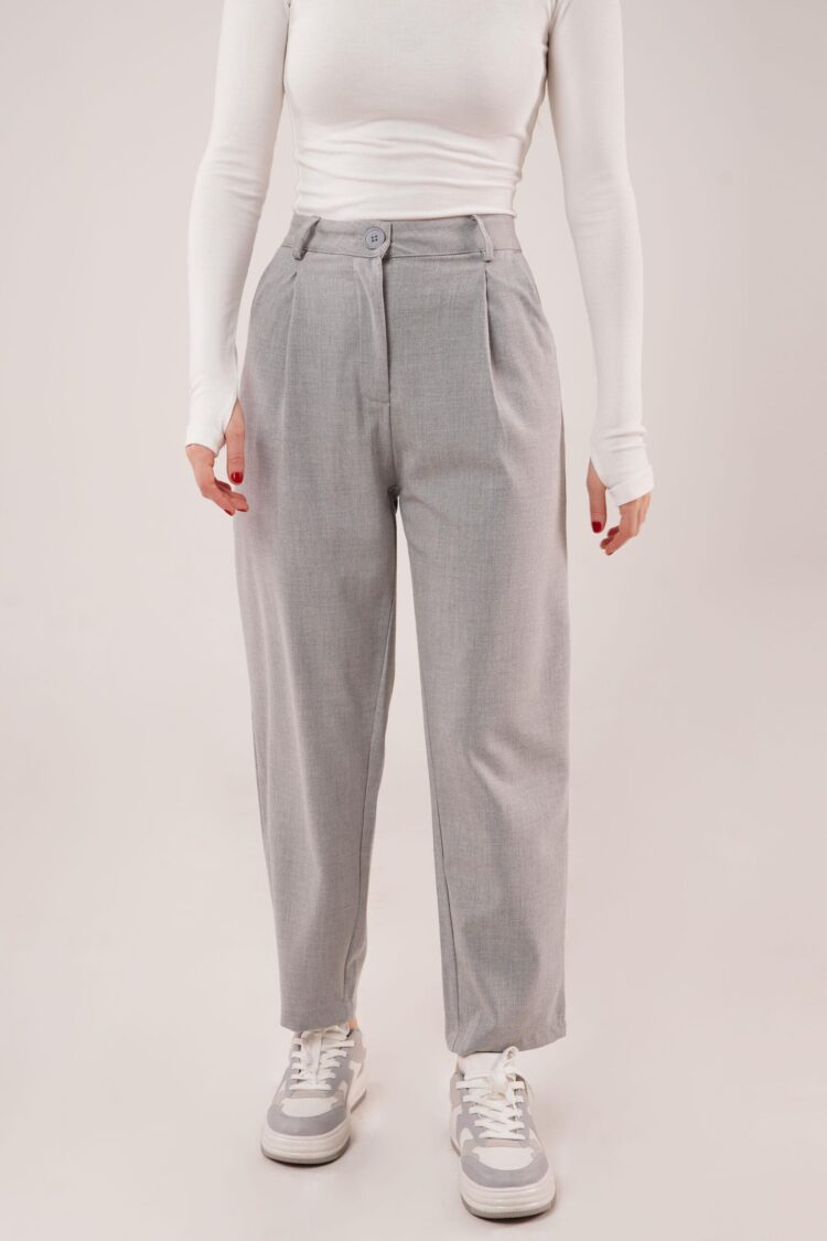 Wholesale Gray Pants With Closure Pocket Detailed