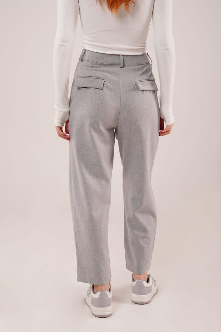 Wholesale Gray Pants With Closure Pocket Detailed