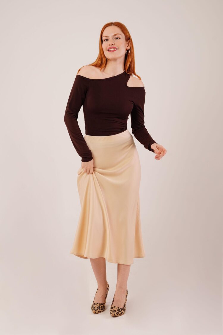 Bell Cut MidiWholesale Satin Skirt