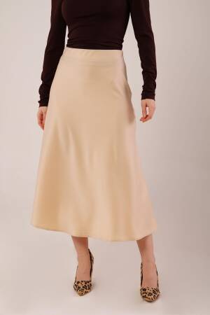 Bell Cut MidiWholesale Satin Skirt - Lustrin - Globality Store - Women Clothes Wholesale Turkey