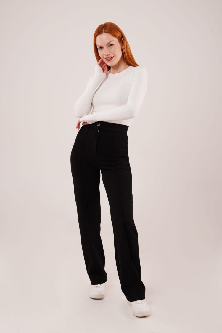 Front Stitch Detailed One Button WholesalePants - Lustrin - Globality Store - Women Clothes Wholesale Turkey