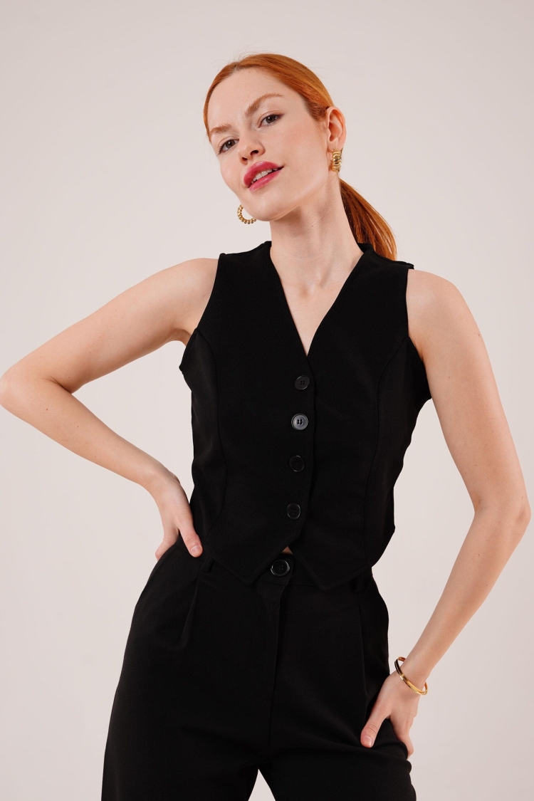 Wholesale Vest With Front Buttons - Lustrin - Globality Store - Women Clothes Wholesale Turkey