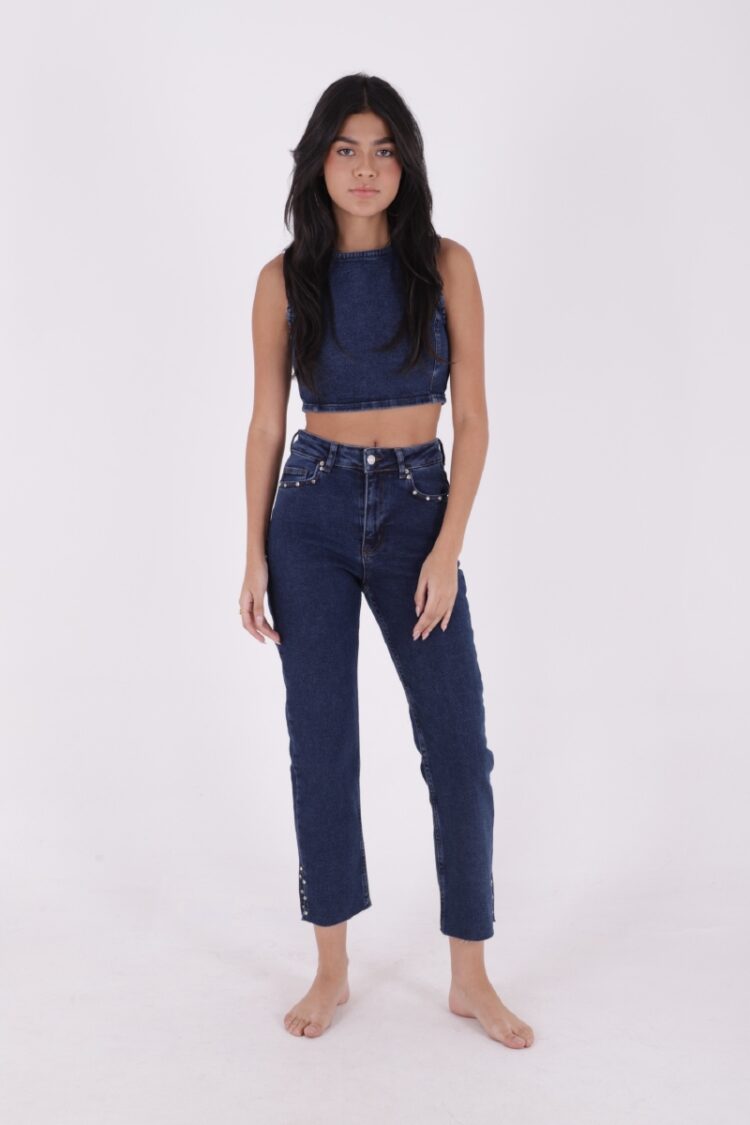 Flare Leg Mom Jeans With Side Slit - XLove - Globality Store - Women Clothes Wholesale Turkey