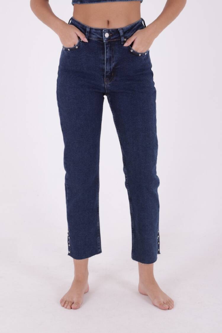 Flare Leg Mom Jeans With Side Slit
