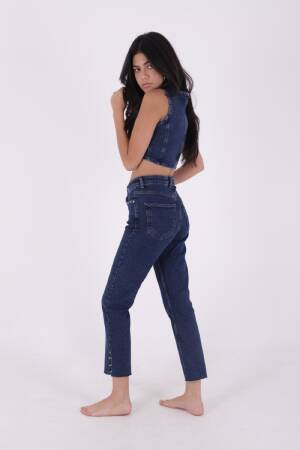 Flare Leg Mom Jeans With Side Slit - XLove - Globality Store - Women Clothes Wholesale Turkey