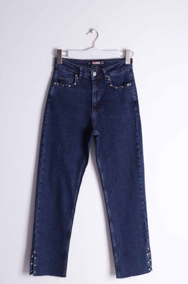 Flare Leg Mom Jeans With Side Slit