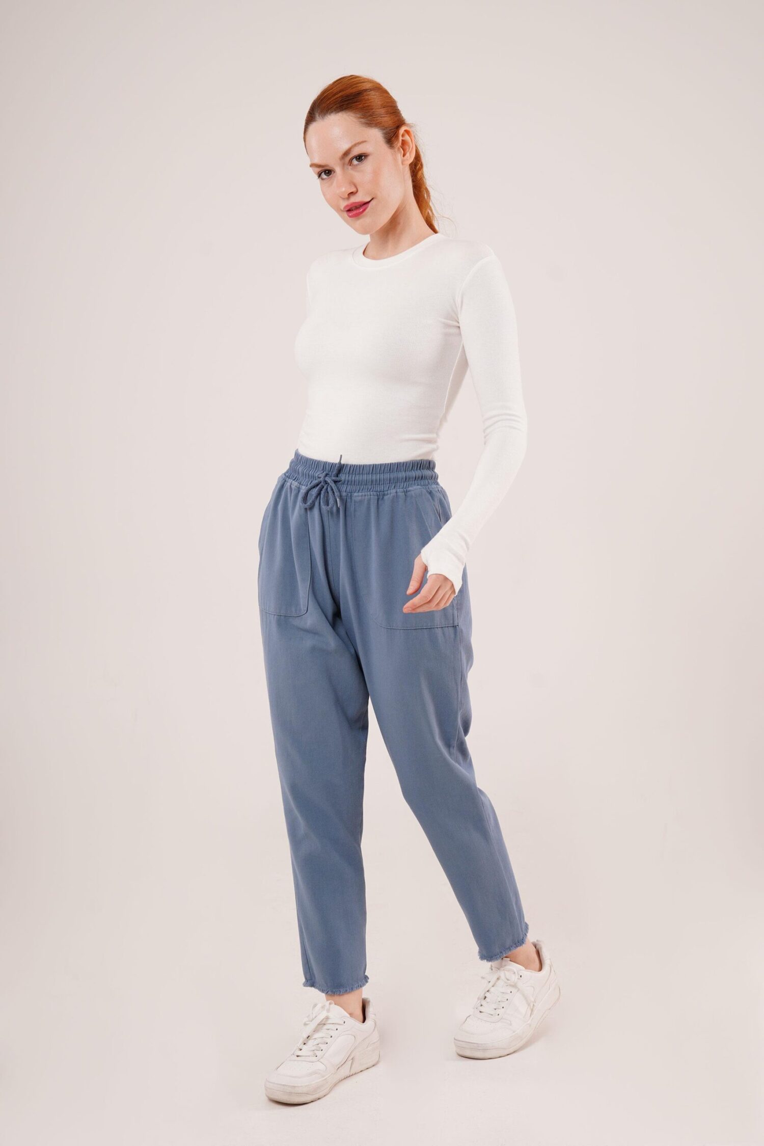 WholesalePants With Drawstring Detailed Pockets - Lustrin - Globality Store - Women Clothes Wholesale Turkey
